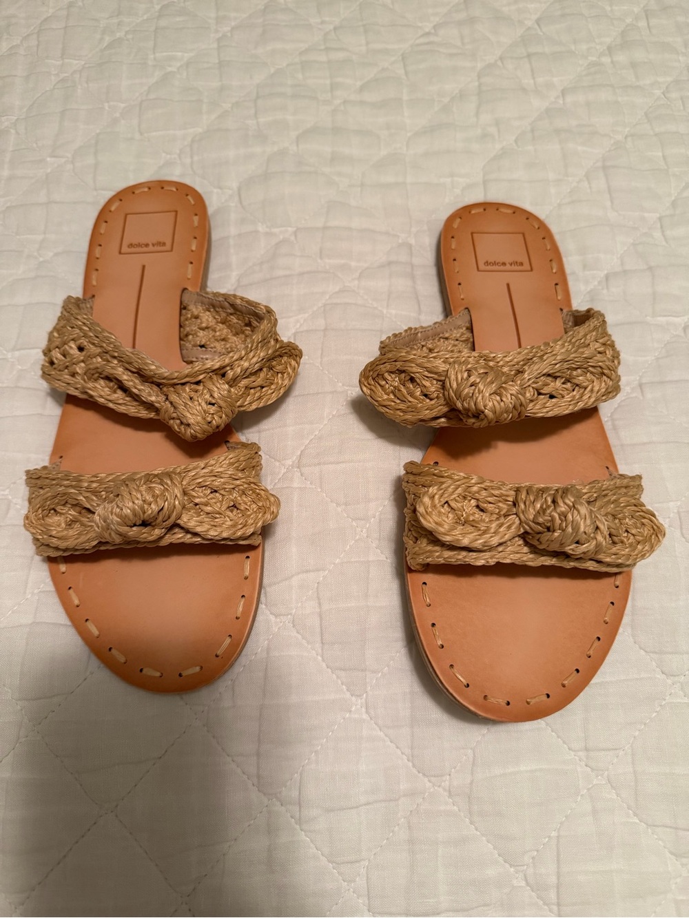 Dolce Vita Tan Braided Double-Strap Slide Sandals Never Worn